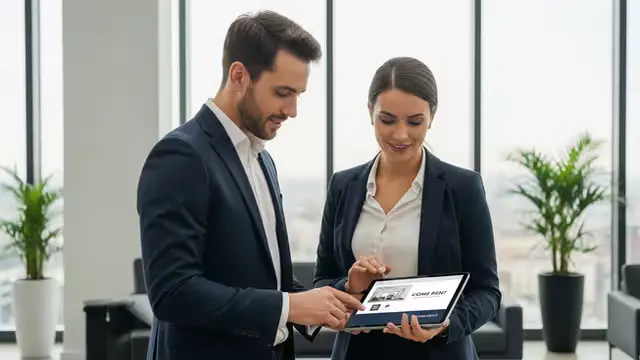 Come Rent yetkilisinin bir müşteriyle samimi bir şekilde el sıkışırken resmi