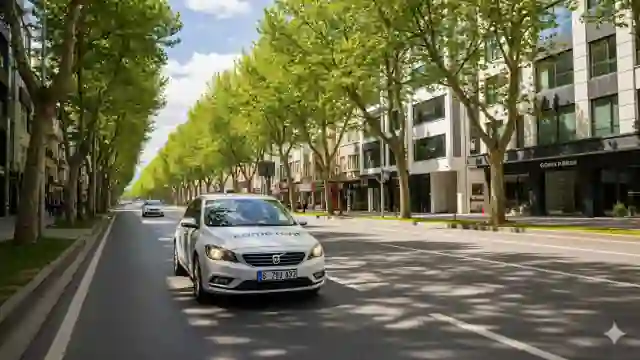 Kayseri'nin modern ve düzenli caddelerinden birinde, ağaçlar arasında seyir halinde bir kiralık araç